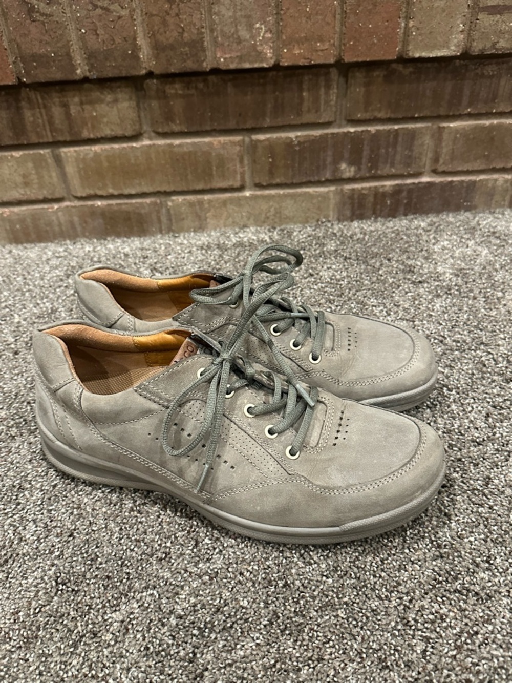 ECCO Remote Grey Nubuck Leather Oxfords Sneakers Sz 43